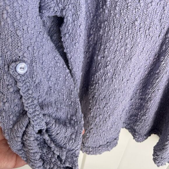J. Jill L Purple Lavender Textured Cotton Sweater Tab Sleeves Coastal Fall - Picture 3 of 8